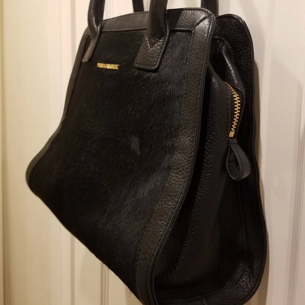 VERA BRADLEY Natalie -Leather and Calf Hair- Limited Edition Handbag Purse Black - Picture 3 of 9